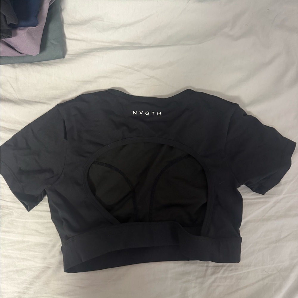 NVGTN Black Crop Top with Open Back